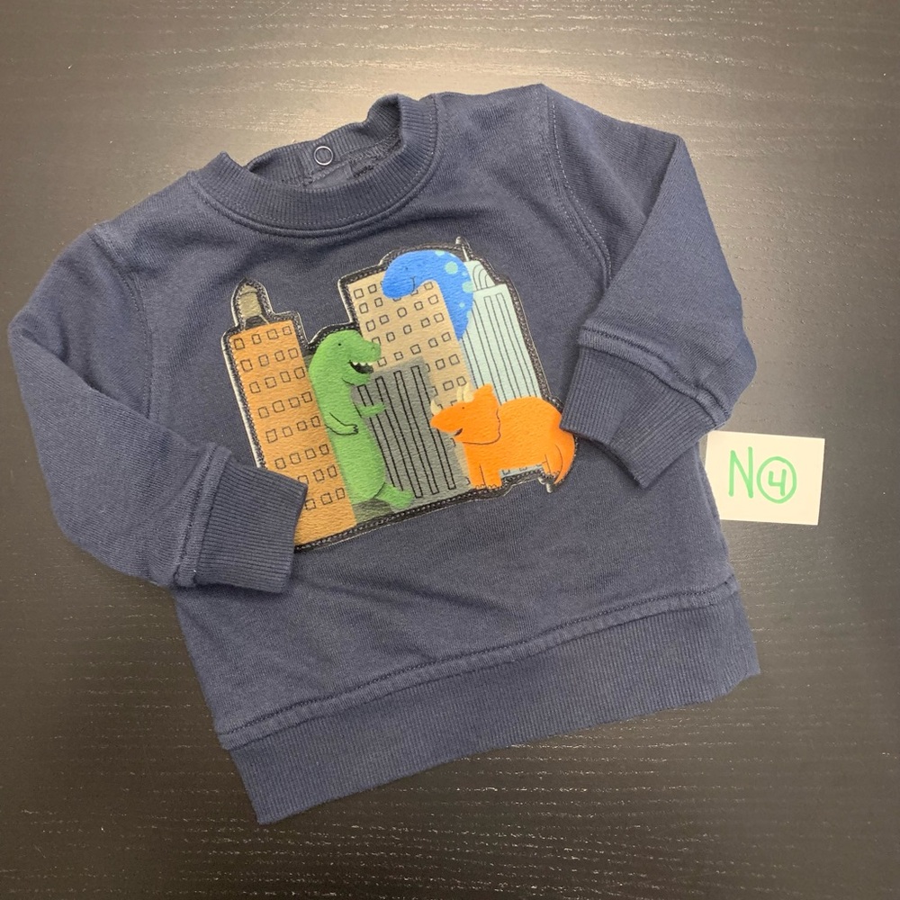 $3.00💝 Joe Fresh 3-6m Dino City Theme Navy Sweater